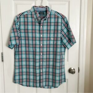 Plaid Easy Care Button Down Short Sleeve Shirt | Chaps | Size Medium